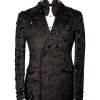 Men's Black Embellished Peak Label Double Breasted Tuxedo