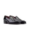 Men's Black Patent Loafers with High Heel and Red Bottom