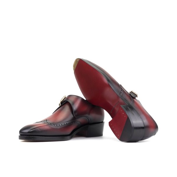 Quarter 1: Calf Red Buckle: Gold Metal Square Buckle: Gold Metal Outsole: Outsole Black Sole Bottom: Leather Sole Red