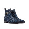 Mens Blue Leopard Print Jodhpur Boots