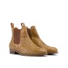 Mens Camel Tan Ostrich Chelsea Boots with Pitched High Heel