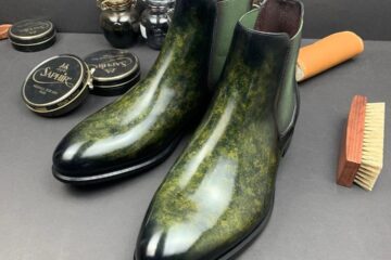 Men's Sea of Green Hand-painted Patina Chelsea Boots